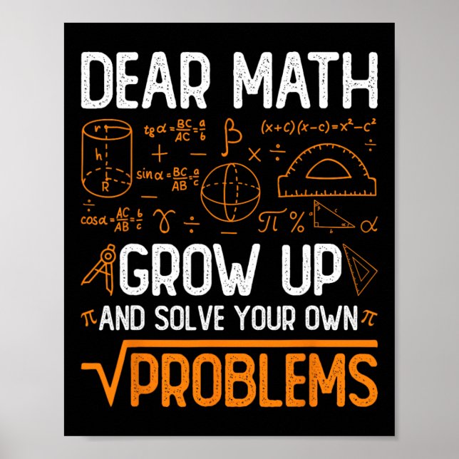 Póster Querida Math Crecer Y Resolver Sus Propios Problem (Frente)