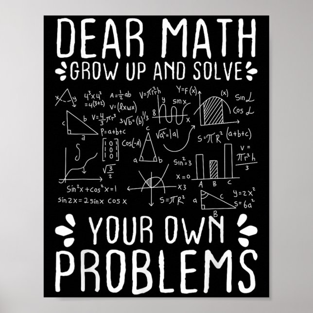 Póster Querida Math Crecer Y Resolver Sus Propios Problem (Frente)