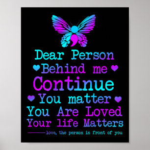 Póster Querida Persona Detrás De Mí Tu Vida Es Prevención