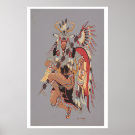 Póster Querido Bailarín Ilustración Vintage Indio America