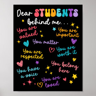 Póster Querido estudiante detrás de mí, aprecio del profe