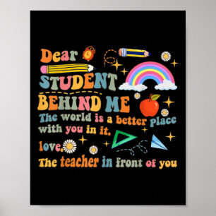 Póster Querido estudiante detrás de mí Enseñanza Apprec M