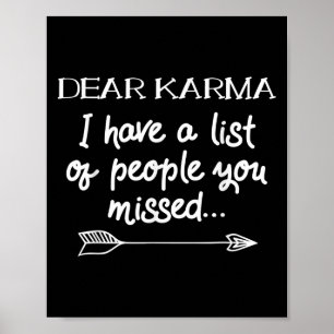 Póster Querido Karma Tengo Una Lista De Personas Que Extr