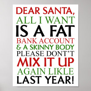 Póster Querido Papá Noel, Todo Lo Que Quiero Es Una Cuent