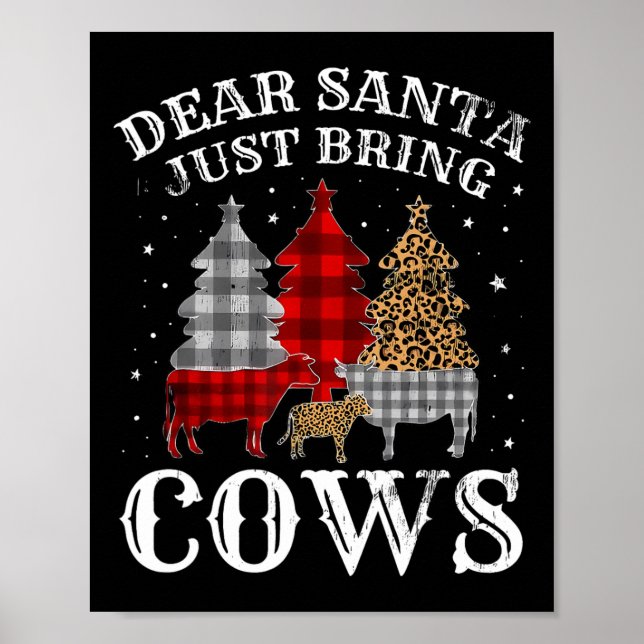 Póster Querido Papá Noel, trae vacas Navidades de búfalo (Frente)