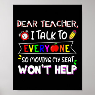 Póster Querido profesor divertido Hablo con todos Mover a