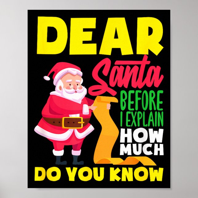 Póster Querido Santa Antes de Explicar Cuánto Sabes Diver (Frente)