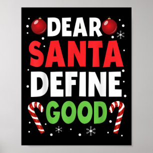 Póster Querido Santa Define Buen Navidad Travieso Pijama 