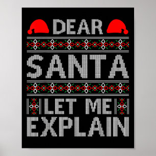 Póster Querido Santa Déjame Explicar Divertidas Frases de