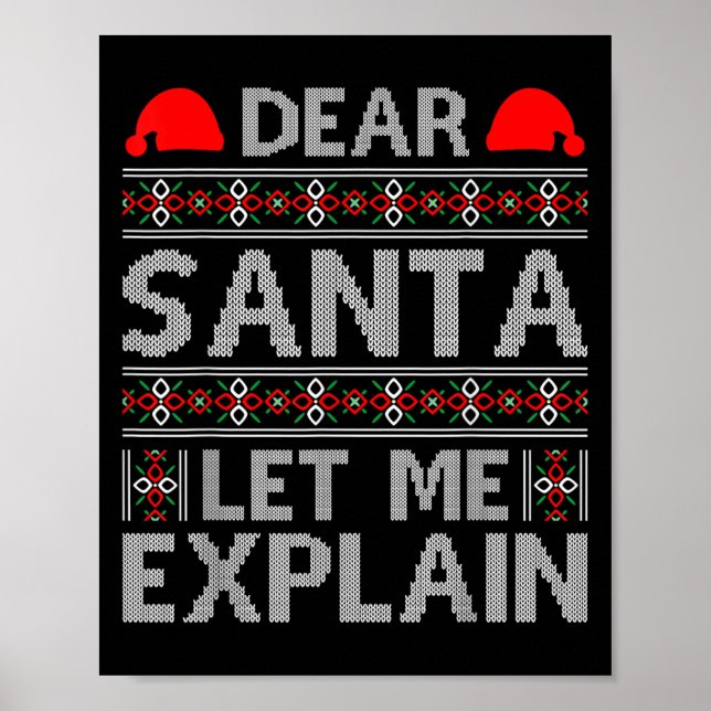 Póster Querido Santa Déjame Explicar Divertidas Frases de (Frente)