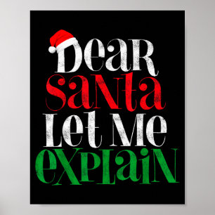Póster Querido Santa Déjame Explicar Pijama Divertida de 