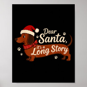Póster Querido Santa Es Una Historia Larga Navidad Dachsh