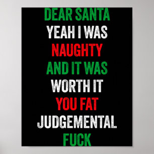 Póster Querido Santa Fui Travieso Y Vale La Pena Divertid