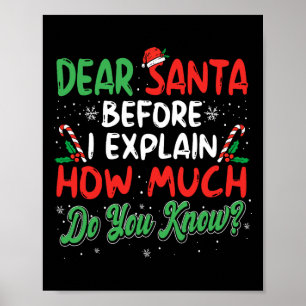 Póster Querido Santa, puedo explicar a los Navidades dive