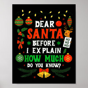 Póster Querido Santa Puedo Explicar Divertida Navidad Hom
