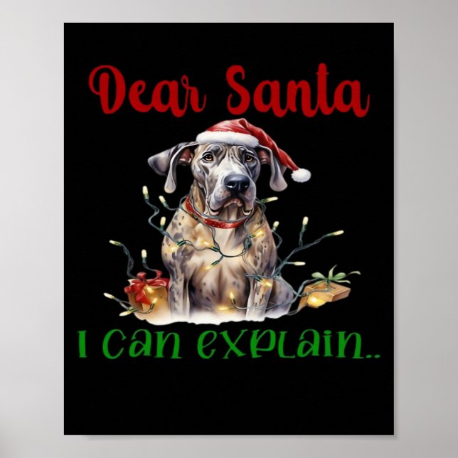 Póster Querido Santa Puedo Explicar Great Dane Camiseta E (Frente)