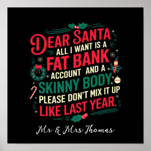 Póster Querido Santa Todo Lo Que Quiero Es Una Cuenta Ban