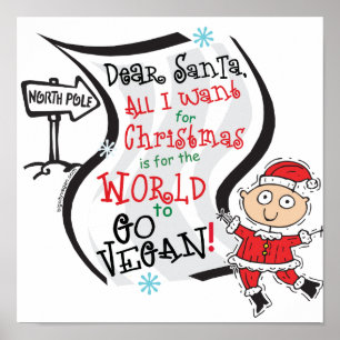 Póster Querido Santa Vegan Wish