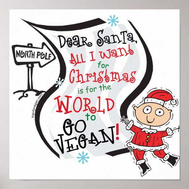 Póster Querido Santa Vegan Wish (Frente)