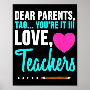 Póster Queridos padres etiqueta amor profesor divertido g