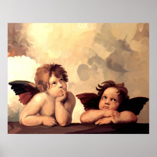 Póster Querubes Raffaelo Sanzio de Sistine Madonna