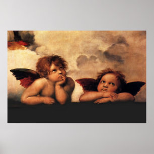 Póster Querubes Sistine Madonna de Raphael 2 ángeles