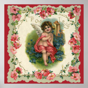 Póster Querubín Victoriano del Día de San Valentín Antigu