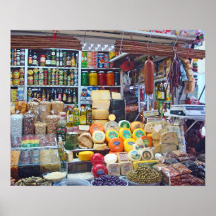 Póster Queso, aceitunas y nueces