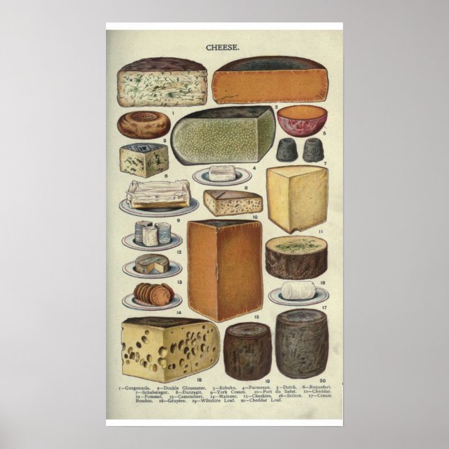 Póster Queso vintage (Frente)
