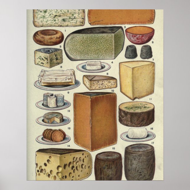 Póster Queso vintage (Frente)