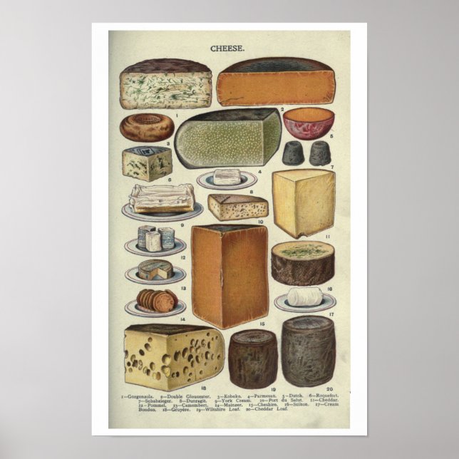 Póster Queso vintage (Frente)