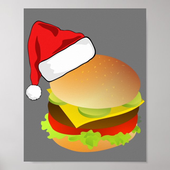 Póster Quesos hamburguesas Hamburger Santa Hat Mateo Navi (Frente)