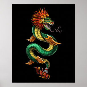 Póster Quetzalcoatl Azteca Featheral Serpiente Dios