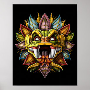 Póster Quetzalcoatl Azteca Featheral Serpiente Dios