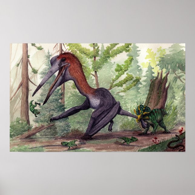 Póster Quetzalcoatlus vs Leptoceratops (Frente)
