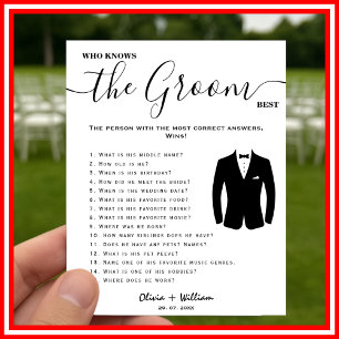 Póster ¿Quién conoce mejor al novio Juego de boda elegant