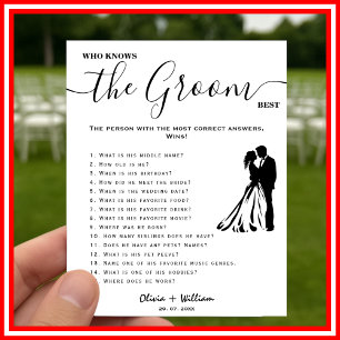Póster ¿Quién conoce mejor al novio Juego de boda elegant