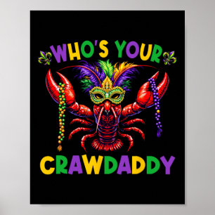Póster ¿Quién es tu Crawdaddy Crawfish Jester Mask Beads 