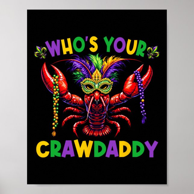 Póster ¿Quién es tu Crawdaddy Crawfish Jester Mask Beads  (Frente)