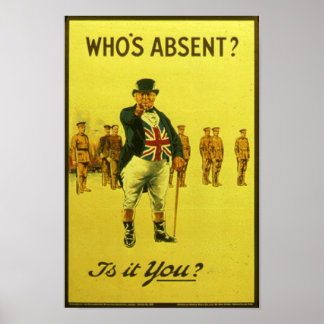 Póster ¿Quién está ausente? ¿Eres tú? Puesto de contratac