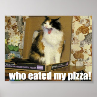 Póster ¿quién se comió mi pizza? Gracioso meme