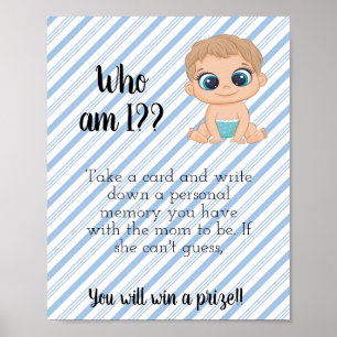 Póster ¿Quién Soy? Rótulo de juego Baby Shower Impresorab