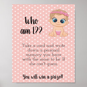 Póster ¿Quién Soy? Rótulo de juego Baby Shower Impresorab