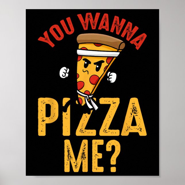 Póster Quieres Pizzarme Funny Ninja Karate Kawaii Pizza (Frente)