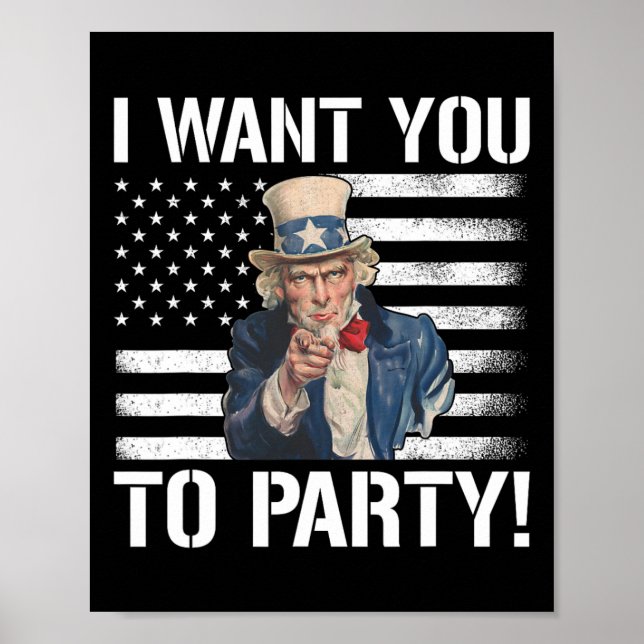 Póster ¿Quieres Que Te Vayas Con El Fiesta Tío Sam Funny  (Frente)