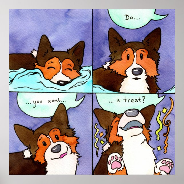 Póster "¿Quieres Un Trato?" Funny Corgi Comic (Frente)