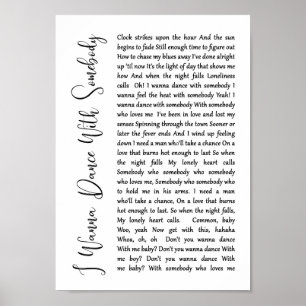 Póster Quiero bailar con alguien la canción blanca de la