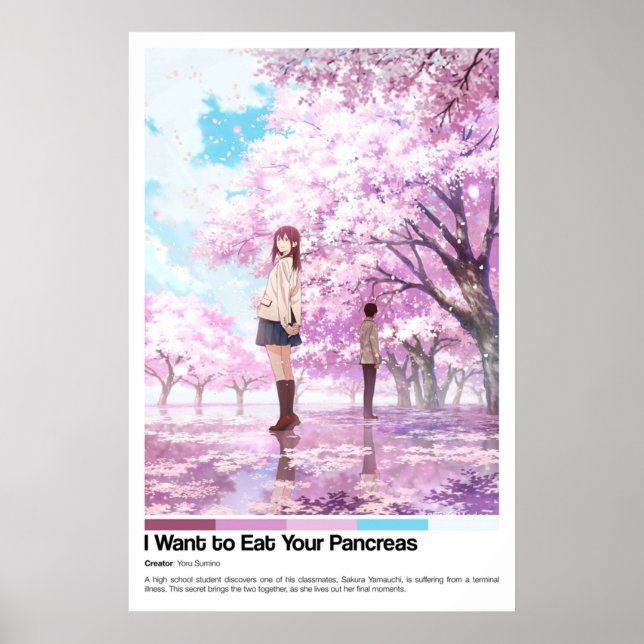 Póster Quiero comer tu páncreas Anime Yoru Sumino Wall (Frente)