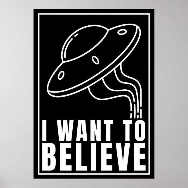 Póster Quiero creer - nave espacial OVNI (blanca) (Frente)
