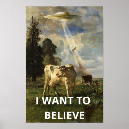 Póster Quiero creer, película retro 90, OVNI alienígena